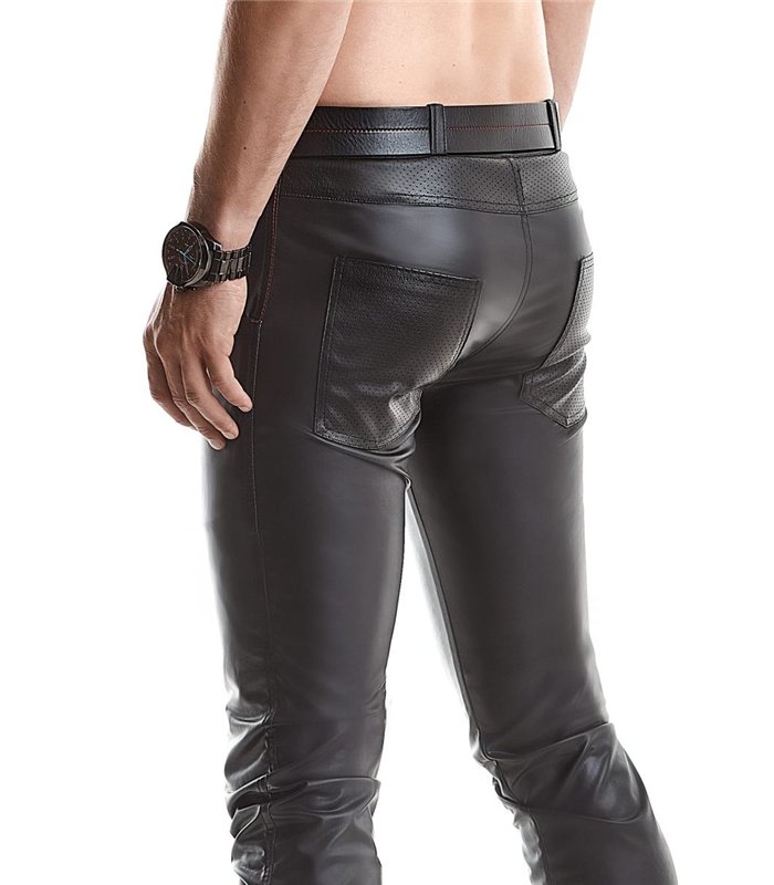Herren Wetlook Hose mit Löchertaschen und Gürtelschlaufen | Regnes Fetish Planet