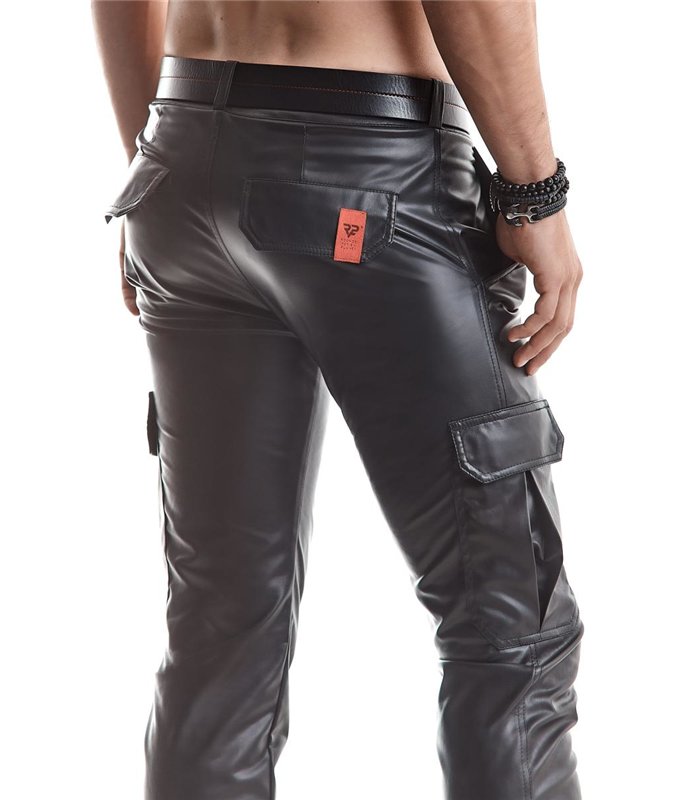 Cargohose mit 6 Taschen Wetlook-Material Herren Schnitt | Regnes Fetish Planet