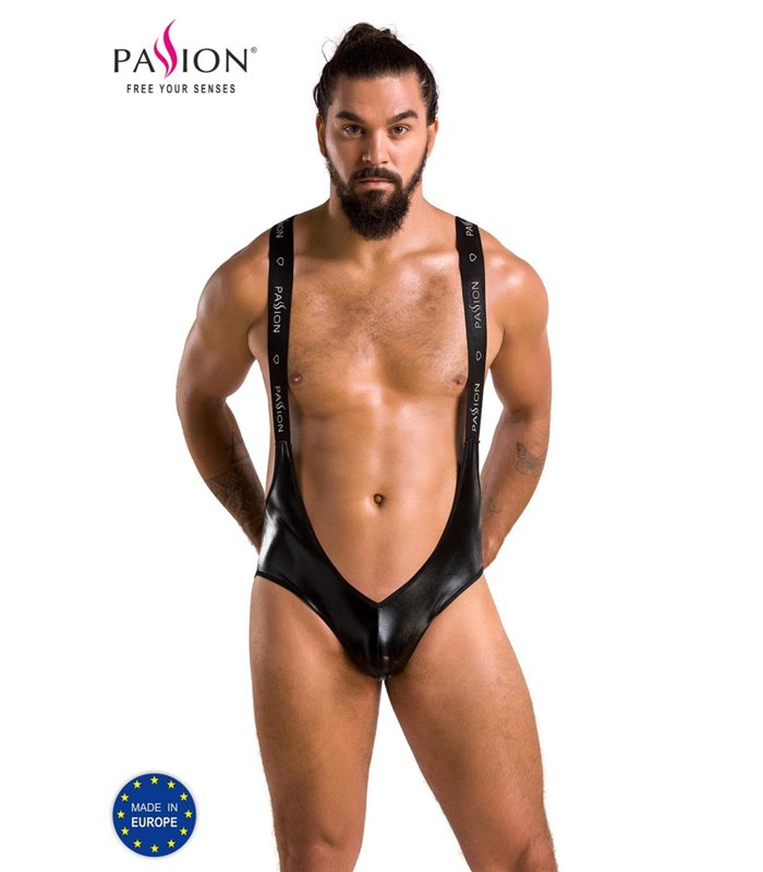 Herren-Body Ouvert mit Gummibändern und Wetlook-Detail | Passion Menswear