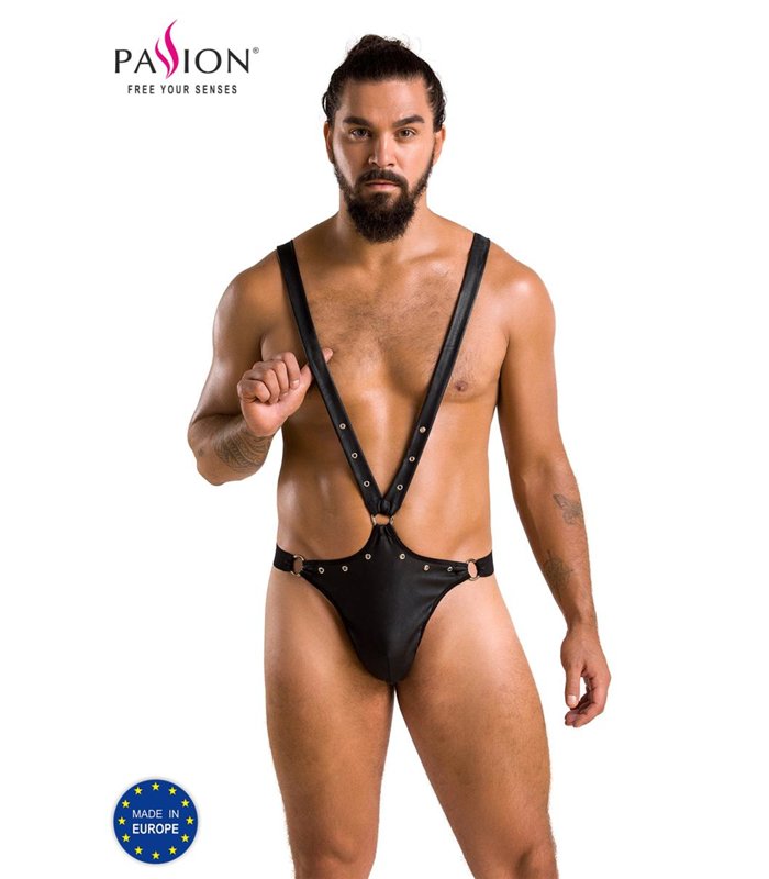 Herren-Body wetlook mit Metallelementen und Gummibändern | Passion Menswear
