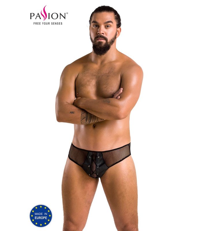 Herren Slip mit Schnürung aus Kunstleder und Netzmaterial | Passion Menswear