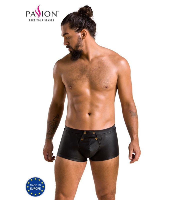 Männer Kunstleder Shorts mit Frontöffnung und Gummibund | Passion Menswear