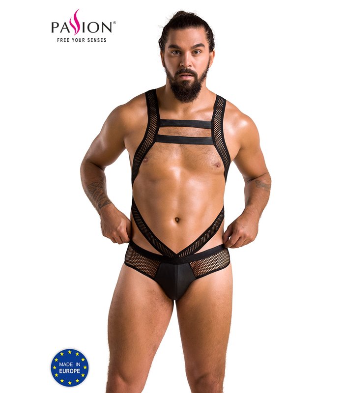 Männer Wetlook Body mit Netzeinsätzen und Gummibändern | Passion Menswear