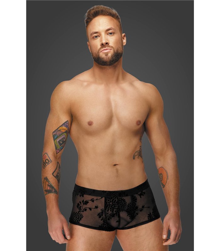 Herren Shorts mit floralem Flockdruck und offenem Hosensteg | Noir Handmade Men