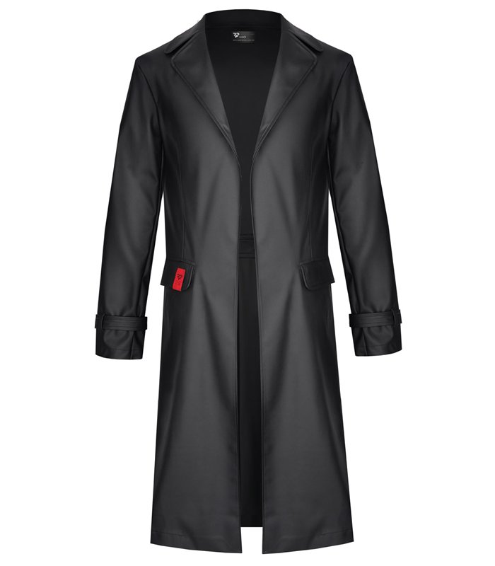 Herren Kunstleder Mantel mit Revers und Taillenbetonung | Regnes Fetish Planet