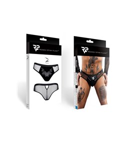 Transparenter Tüll-Slip mit Vinyl-Einsatz | Regnes Fetish Planet Transparenter Tüll-Slip mit Vinyl-Einsatz | Regnes Fetish Planet