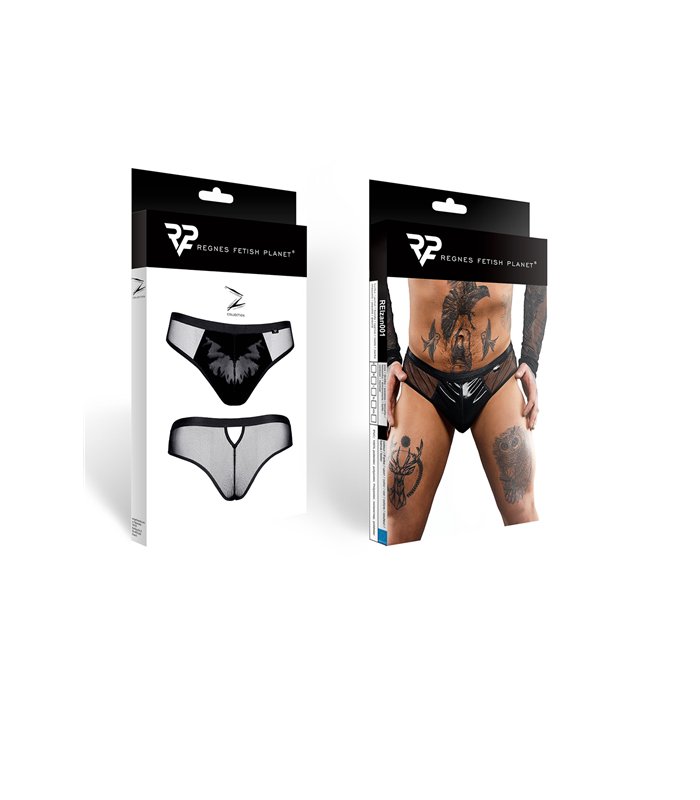 Transparenter Tüll-Slip mit Vinyl-Einsatz | Regnes Fetish Planet