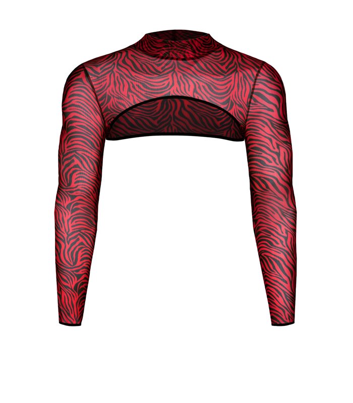 Dehnbarer Tüll-Crop-Top mit offenen Schultern | Regnes Fetish Planet