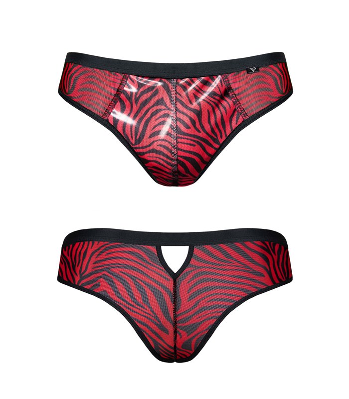 Netz-Tanga mit Vinyl-Einsatz | Regnes Fetish Planet
