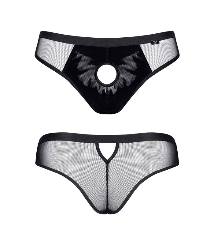 Netz-Slip ouvert mit Vinyl-Einsatz | Regnes Fetish Planet