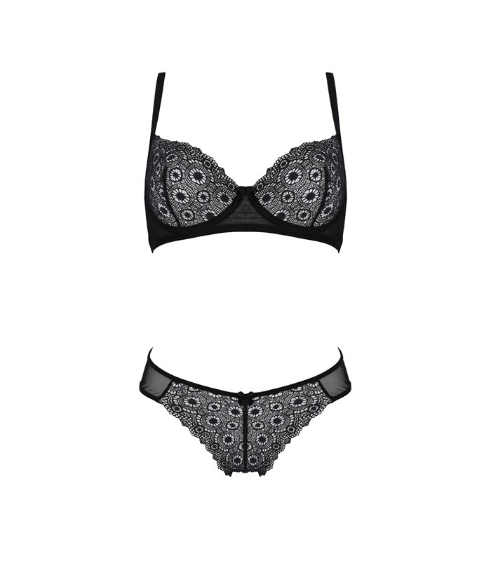 Transparentes Netz-Dessous-Set mit Bügel-BH und Slip | Passion