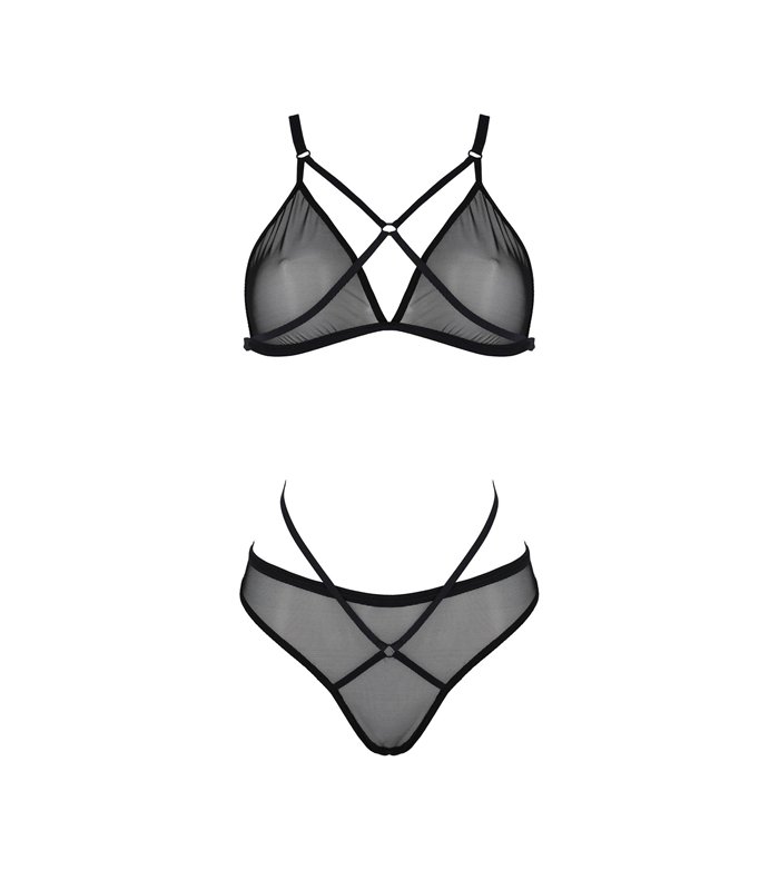 Transparentes Netz-Dessous-Set mit Hakenverschluss | Passion