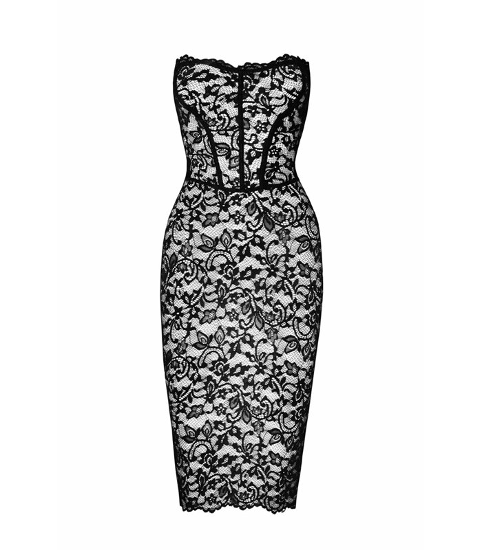 Elegantes Midikleid mit Rückenschnürung und Stäbchenstützung | Noir Handmade