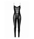Wetlook Jumpsuit mit Rückenkettendetail und 2-Wege-Reißverschluss | Noir Handmade