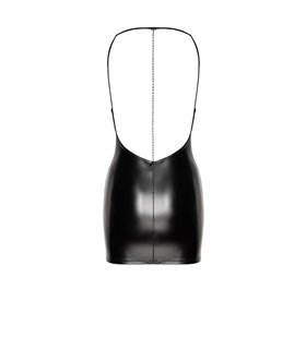 Wetlook Minikleid mit abnehmbarer Kette und Hakenverschluss | Noir Handmade