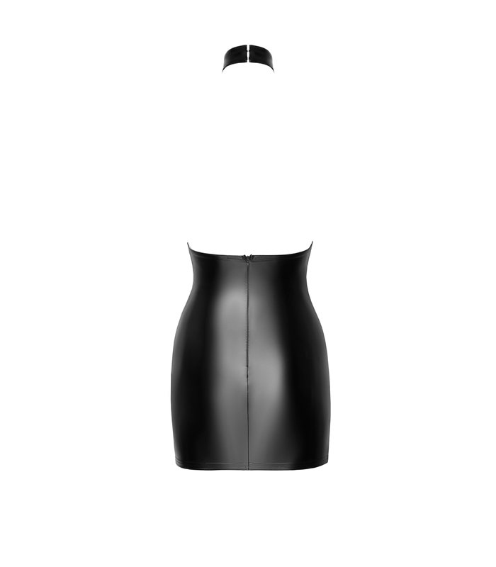 Powerwetlook Minikleid mit transparentem Netzeinsatz | Noir Handmade