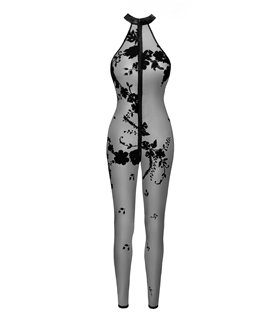 Netzstoff-Bodystocking mit Wildblumen-Flockdruck | Noir Handmade Netzstoff-Bodystocking mit Wildblumen-Flockdruck | Noir Handmade