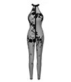 Netzstoff-Bodystocking mit Wildblumen-Flockdruck | Noir Handmade Netzstoff-Bodystocking mit Wildblumen-Flockdruck | Noir Handmade