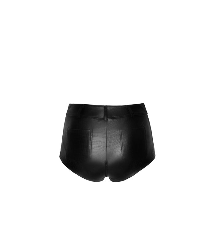 Wetlook Leggings mit Snake-Muster, Taschen und Knopfleiste | Noir Handmade
