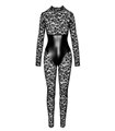 Langärmeliger Spitzen-Catsuit mit Wetlook-Unterbrustmieder | Noir Handmade