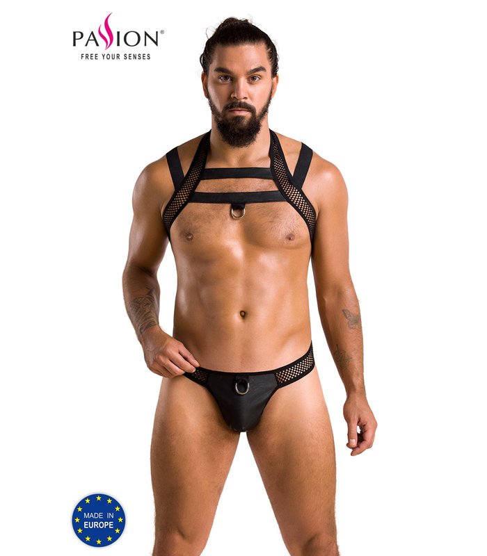 Harness Set mit Netzeinsätzen, Metallring und Gummibändern | Passion Menswear