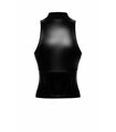 Wetlook Top mit PVC-Kragen und durchgehendem Frontreißverschluss | Noir Handmade