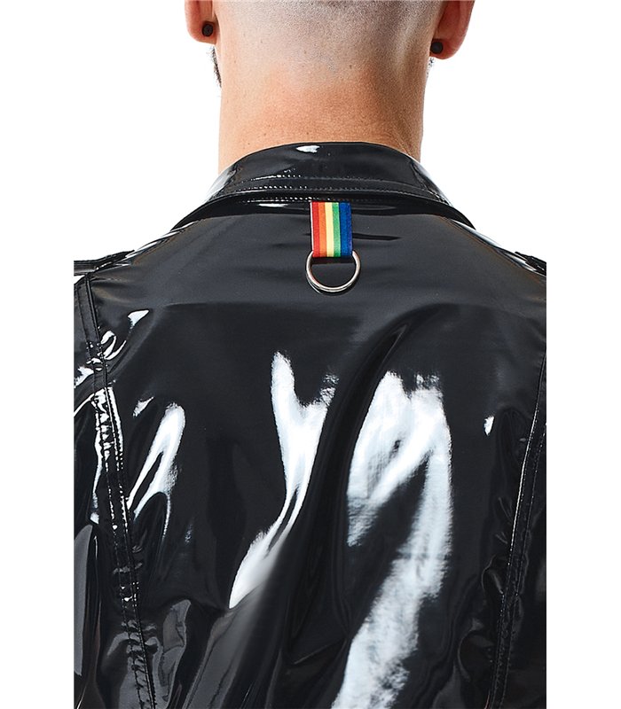 Military Hemd aus Lack-Optik mit LGBTQ+ Details | Regnes Fetish Planet