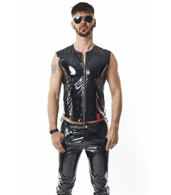 Herren Weste mit Reißverschluss und vertikalen Nähten | Regnes Fetish Planet