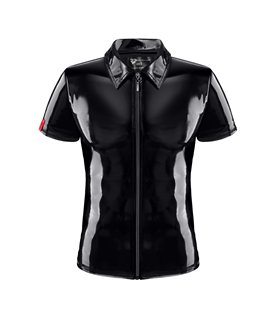 Herren Poloshirt aus glänzendem Lack-Optik Material | Regnes Fetish Planet Herren Poloshirt aus glänzendem Lack-Optik Material | Regnes Fetish Planet