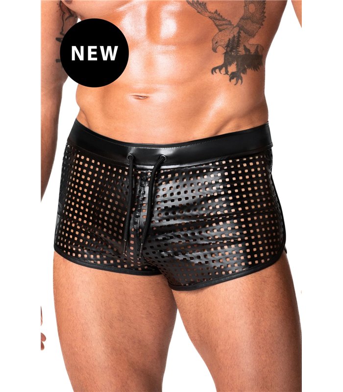 Perforierte Kunstleder-Shorts mit elegantem Strukturdesign | Noir Handmade Men