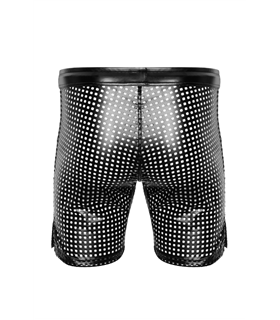 Perforierte Herren-Shorts mit Kunstleder-Akzenten und Reißverschluss | Noir Handmade Men