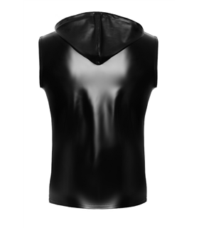 Ärmelloses Kapuzenshirt mit Wetlook-Finish und cooler Silhouette | Noir Handmade Men