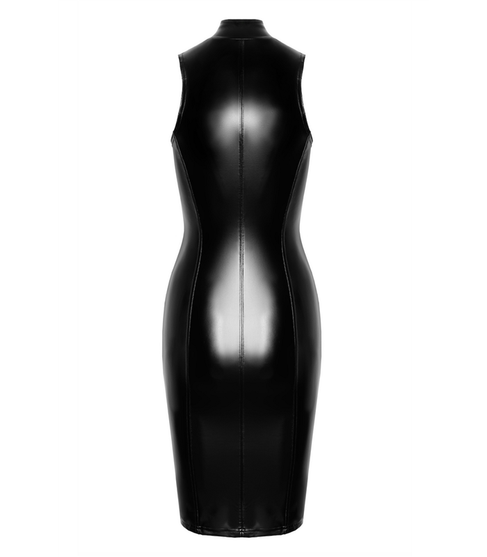 Elegantes Wetlook Kleid mit zweiwegigem Reißverschluss | Noir Handmade