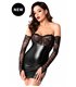 Wetlook Minikleid mit Spitzendetails und Armstulpen | Noir Handmade