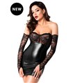 Wetlook Minikleid mit Spitzendetails und Armstulpen | Noir Handmade
