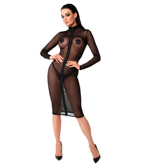 Transparentes Netzkleid mit zweiwegigem Reißverschluss | Noir Handmade