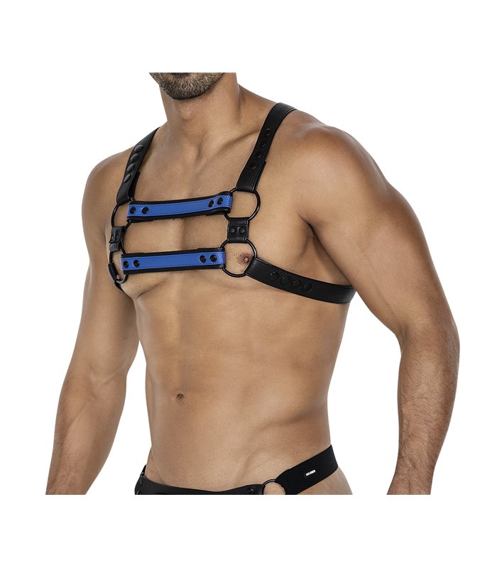Herren Harness Kunstleder Riemen verstellbar mit Metallringen | CUT4MEN