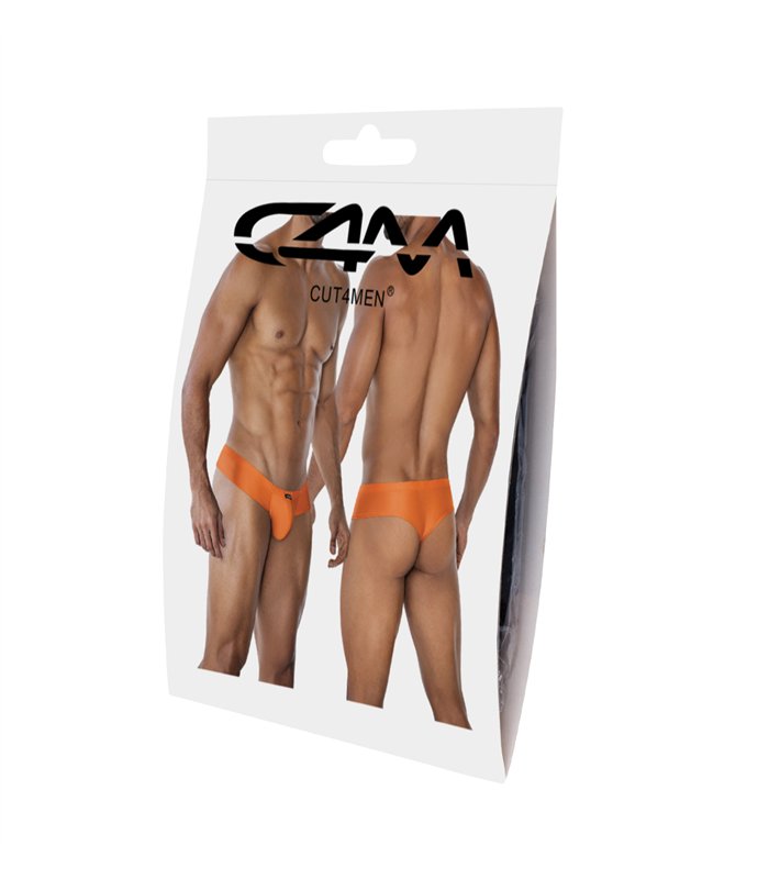 Männlicher Tanga-Slip mit gummiertem Logo und weicher Mikrofaser | CUT4MEN