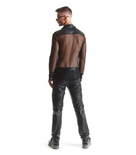 Herren Slim-Fit Hemd aus Wetlook-Mesh mit Metallknöpfen | Regnes Fetish Planet Herren Slim-Fit Hemd aus Wetlook-Mesh mit Metallknöpfen | Regnes Fetish Planet