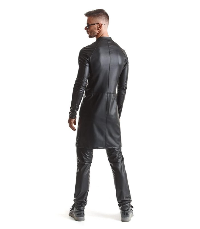 Eleganter Herren Wetlook Mantel mit diagonalen Nähten | Regnes Fetish Planet