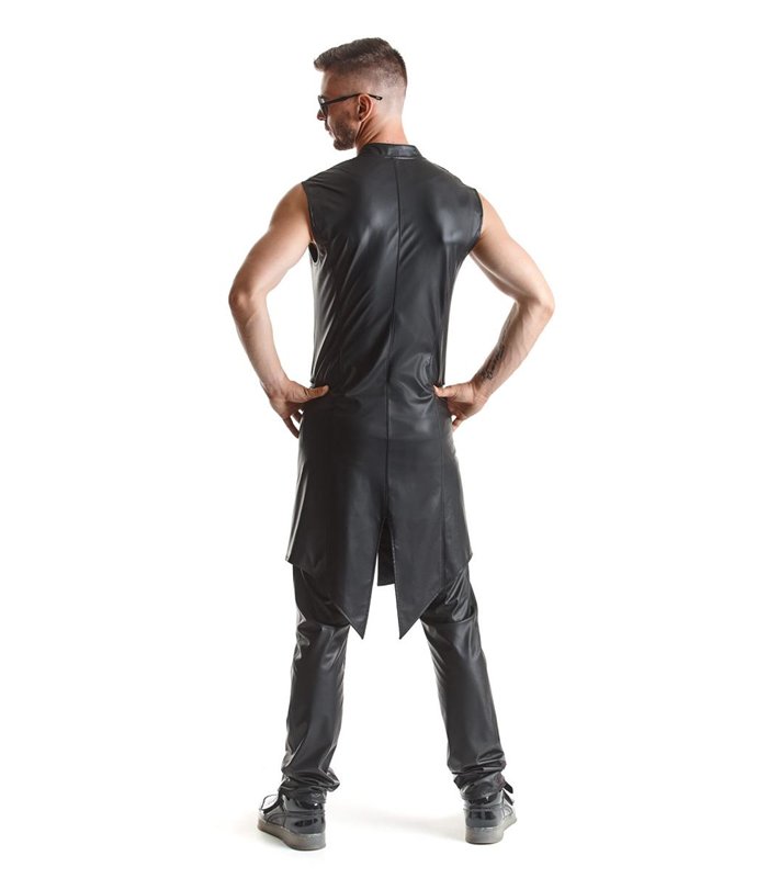 Herren Wetlook Frack Weste Slim-Fit mit Dreieckelementen | Regnes Fetish Planet