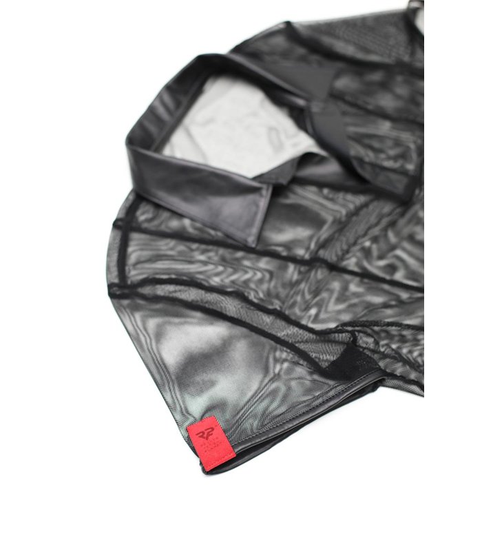 Transparentes Herren Mesh Poloshirt mit vertikalen Steppnähten | Regnes Fetish Planet