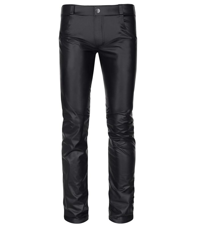 Herren Wetlook Hose mit Löchertaschen und Gürtelschlaufen | Regnes Fetish Planet