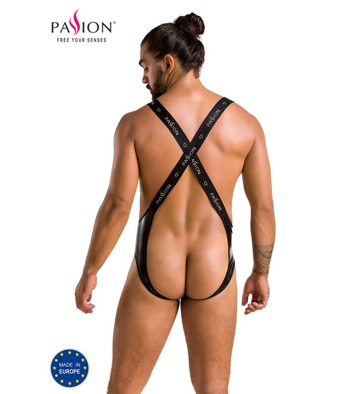 Herren-Body Ouvert mit Gummibändern und Wetlook-Detail | Passion Menswear