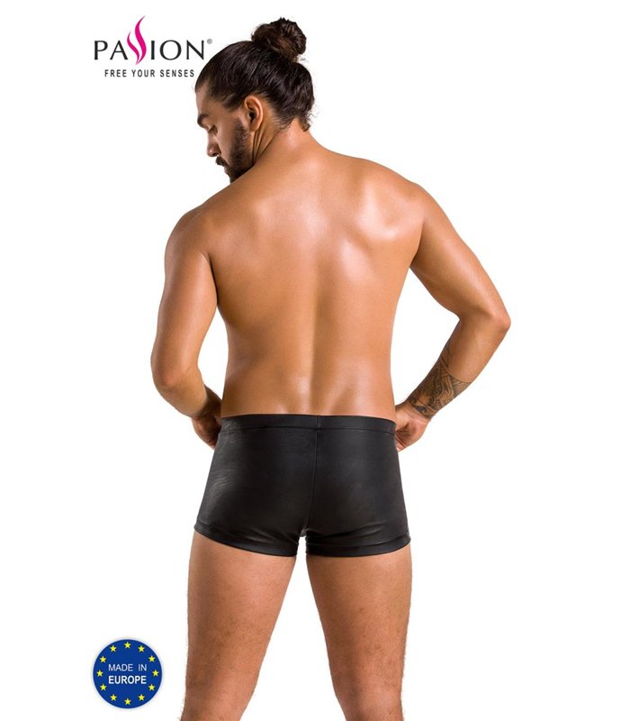 Männer Kunstleder Shorts mit Frontöffnung und Gummibund | Passion Menswear