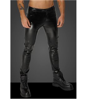 Wetlook Herren Hose mit Schlangen-Struktur und Reißverschluss | Noir Handmade Men