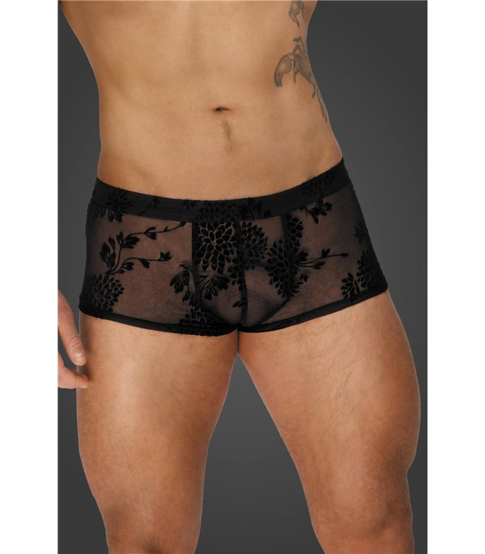 Herren Shorts mit floralem Flockdruck und offenem Hosensteg | Noir Handmade Men