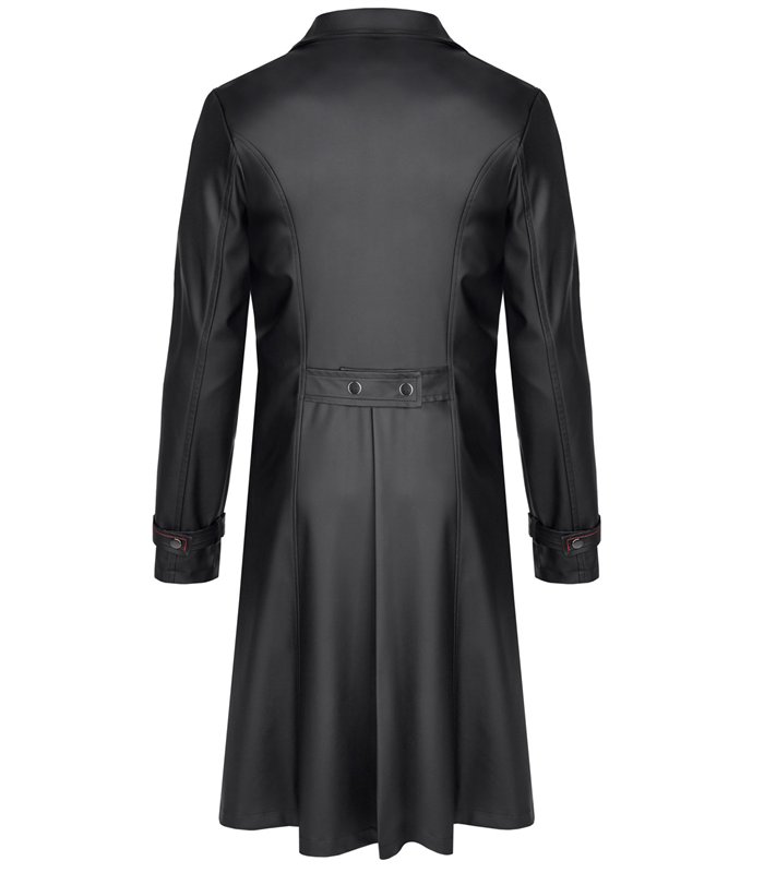 Herren Kunstleder Mantel mit Revers und Taillenbetonung | Regnes Fetish Planet