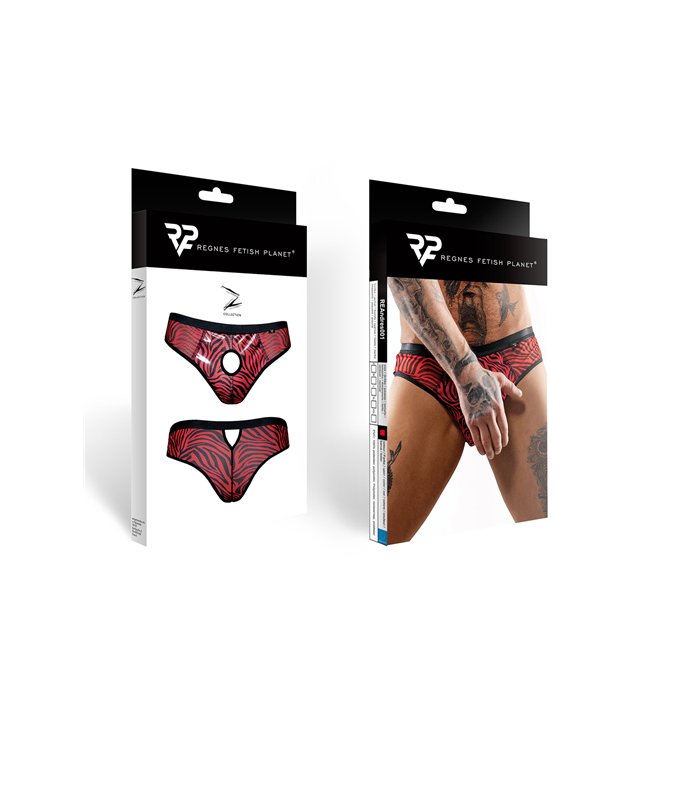 Tüll-Slip mit Vinyl-Einsatz und Öffnung | Regnes Fetish Planet