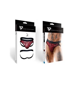 Transparenter Herren-Tüll-Jockstrap mit Vinyl-Einsatz | Regnes Fetish Planet Transparenter Herren-Tüll-Jockstrap mit Vinyl-Einsatz | Regnes Fetish Planet